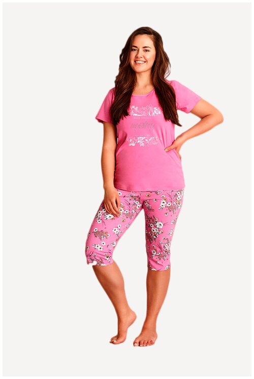 Пижама Taro, бриджи, футболка, размер 3XL, розовый