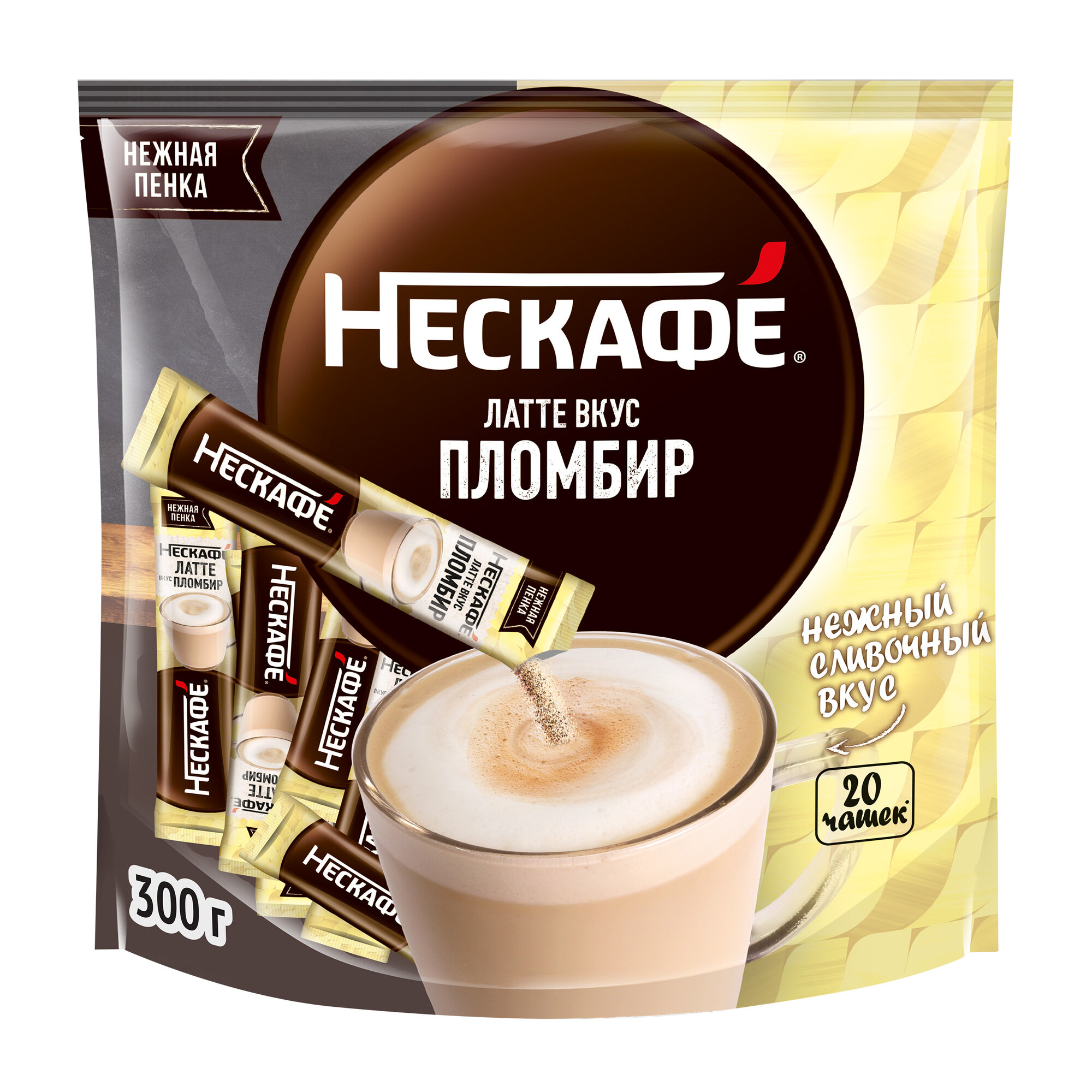 Напиток кофейный растворимый Нескафе Латте Пломбир, 20 уп., 300 г