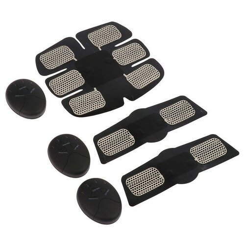 Массажёр для пресса и рук Luazon LEM-37 6 режимов 3 пульта 6хААА не в компл чёрный 1859₽