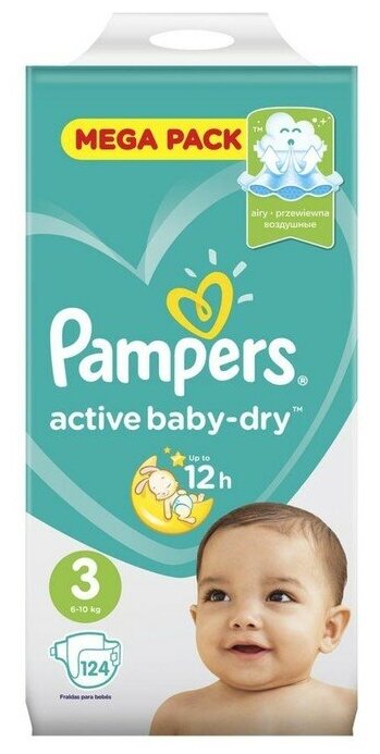 Подгузники Pampers Active Baby Dry Midi (4-9/5-9 кг), 124 шт. - фото №2