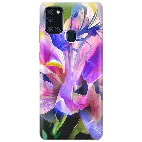 фото Ультратонкий силиконовый чехол-накладка для samsung galaxy a21s с принтом "цветочная абстракция" gosso