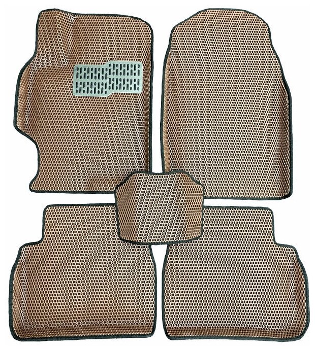 Автомобильные коврики ЕВА / EVA для Mazda VI GG 2002-2008 / Мазда 6 GG / 3D 3д / с бортами / коричневый-черный + металлический подпятник
