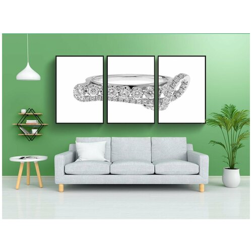 фото Модульный постер "бриллиантовое кольцо, подарок, драгоценность" 180x90 см. из 3х частей в тубусе, без рамки lotsprints