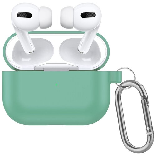 фото Чехол силиконовый для airpods pro (18), бирюзовый, с карабином китай