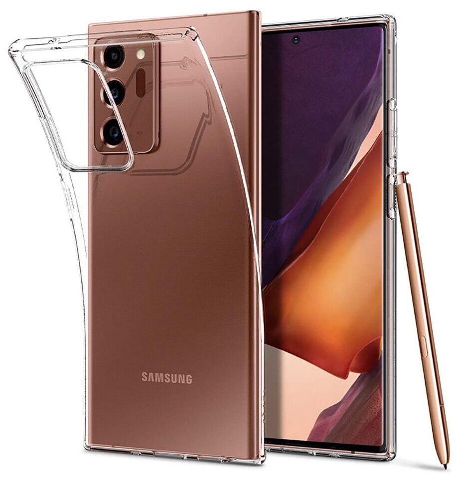 Силиконовый чехол на Samsung Galaxy Note 20 Ultra / Самсунг Ноут 20 ультра с 3D принтом "Relax for corgi" прозрачный