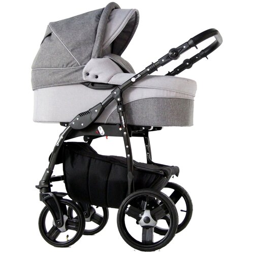 Универсальная коляска Sevillababy Hugo Len (2 в 1), серый/светло-серый, цвет шасси: черный