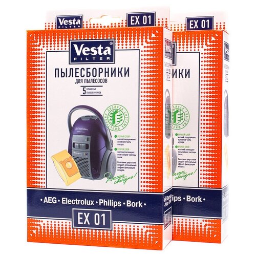 Vesta filter EX 01 Xl-Pack комплект бумажных пылесборников, 10 шт vesta filter rw 07 xl pack комплект пылесборников 10 шт