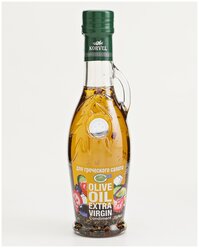Оливковое масло Extra Virgin со специями для греческого салата, KORVEL, стеклянная бутылка Амфора 250 мл