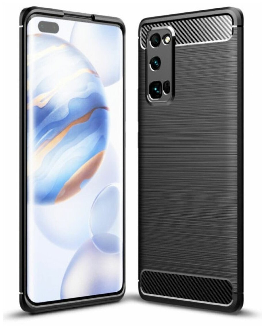 Brodef Carbon Силиконовый чехол для Huawei Honor 30 Pro черный