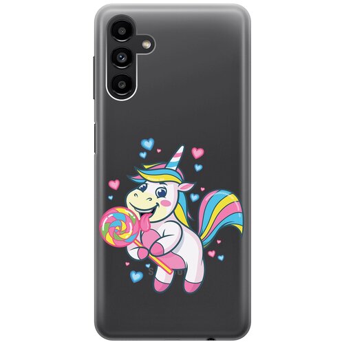 Силиконовый чехол с принтом Unicorn and candy для Samsung Galaxy A13 5G / Самсунг А13 силиконовый чехол с принтом musical unicorn для samsung galaxy a13 5g самсунг а13