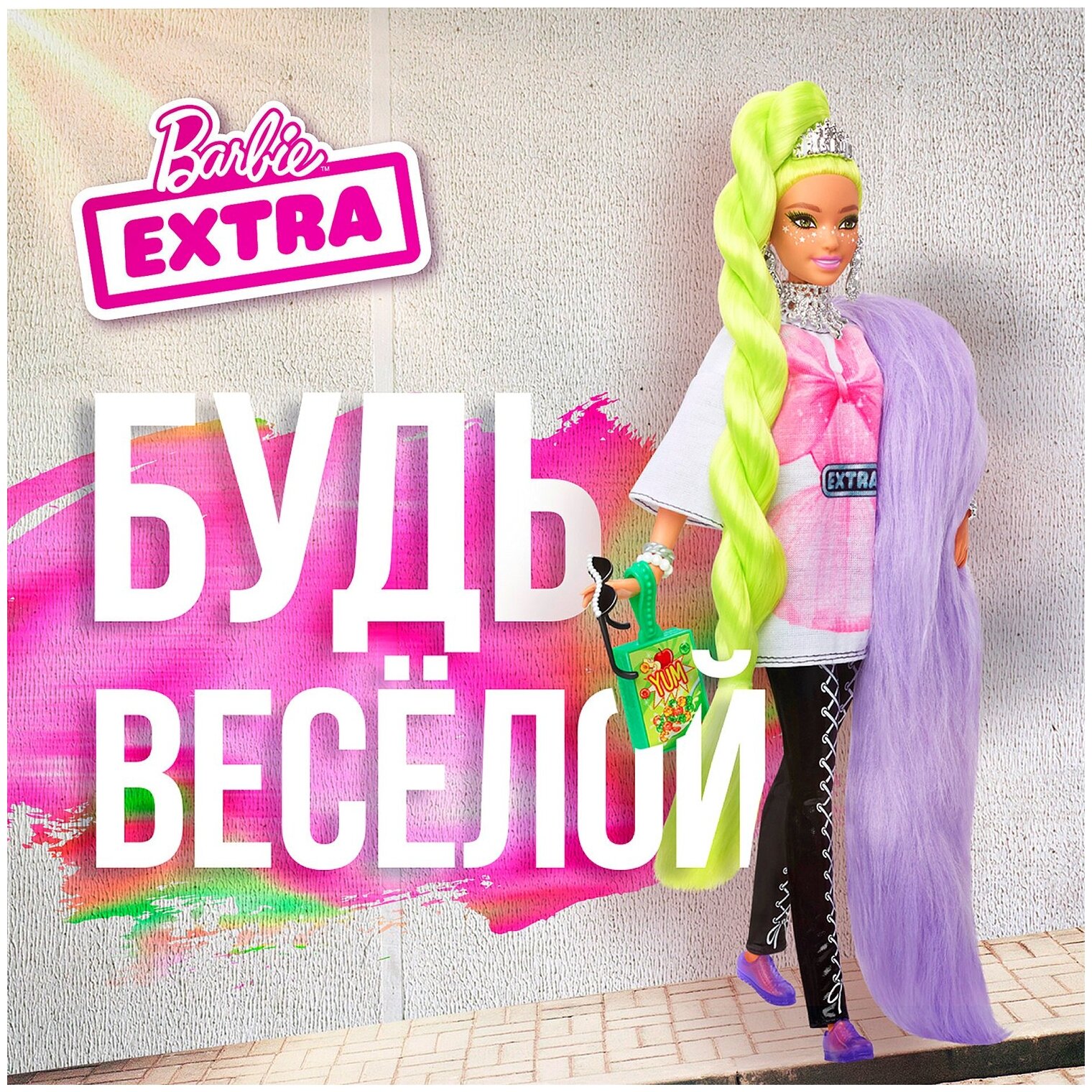 Barbie Кукла Экстра с зелеными неоновыми волосами - фото №9