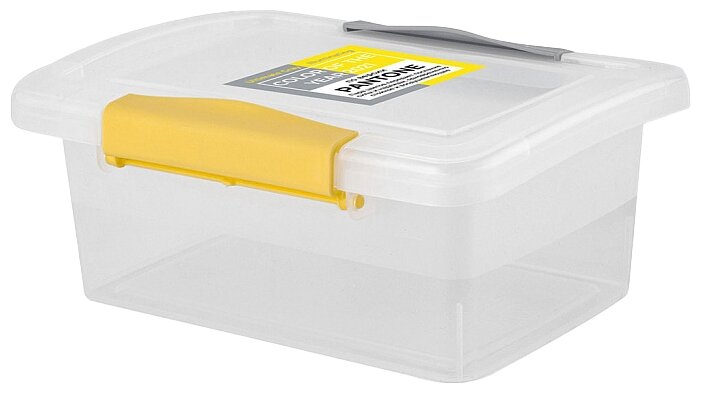 Ящик для хранения 0,85л «Laconic mini» с защелками желтый/серый - фотография № 1