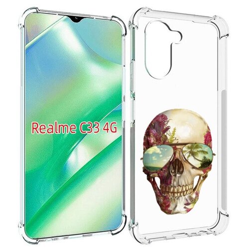 Чехол MyPads Череп с очками для Realme C33 4G задняя-панель-накладка-бампер