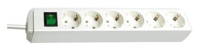 Удлинитель Brennenstuhl Eco-Line, 6-гн, с заземл., 1,5 м, выключатель, белый - фото №1