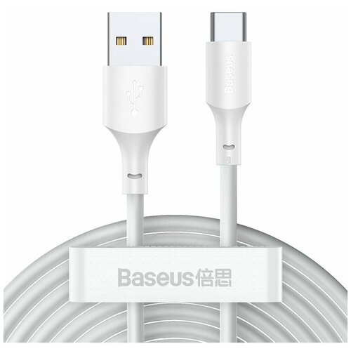 Кабель BASEUS Simple Wisdom Data Cable Kit, USB to Type-C, 5A, 1.5 м, 2шт, Белый, TZCATZJ-02 fast charge 5a usb type c cable for samsung s20 s9 s8 xiaomi huawei p30 pro mobile phone fast charger data cord wire white cable