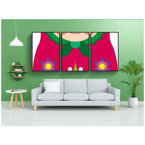 фото Набор модулных постеров для интерьера "матрешка, россия, москва" 60x90 см. в тубусе, без рамки lotsprints