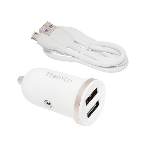 АЗУ Tranyoo C12 2USB 2.4A MicroUSB белое