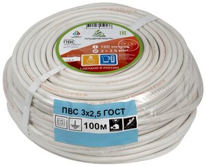 <b>Провод</b> бытовой <b>ПВС</b> Альфакабель ГОСТ <b>Провод</b> с тремя медными, скрученными жилами с поливинилхлоридной 