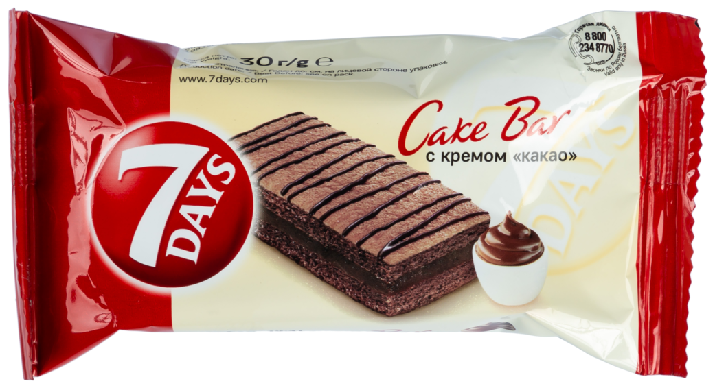 Пирожное бисквитное 7DAYS Cake Bar с кремом какао, 30г
