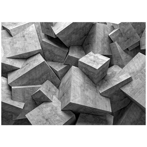 Серые камни 3D - Виниловые фотообои, (211х150 см)
