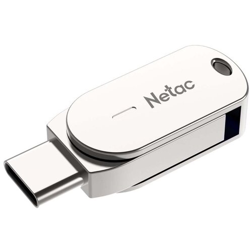 Флешка Netac U785С 128 ГБ, жемчужный никель поворотная флешка 3 в 1 32 гб gb usb 2 0 usb type c microusb синий blue otg 3 in 1 typec 031 3 in1