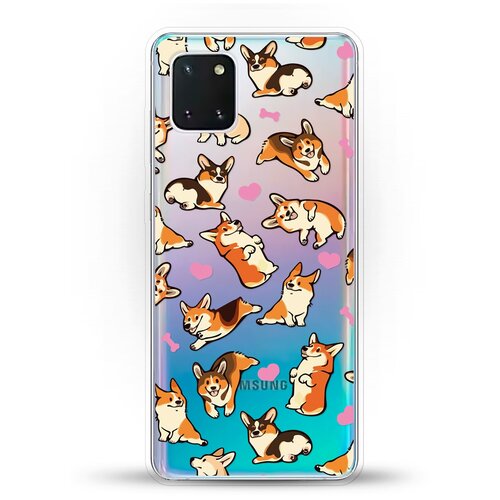 фото Силиконовый чехол корги узором на samsung galaxy note 10 lite andy & paul