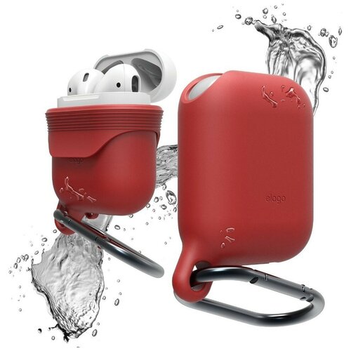 фото Водонепроницаемый чехол для airpods 1/2 elago waterproof hang case, красный/red (eapwf-rd)