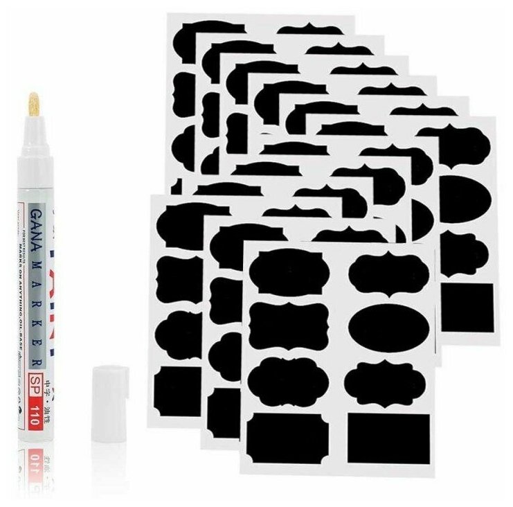 Набор самоклеющихся этикеток / стикеров (48шт+ карандаш) Kitchen Stikers