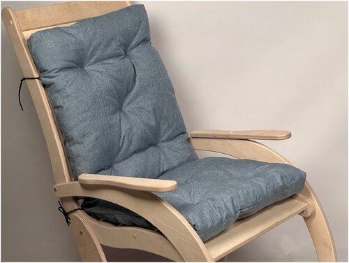 Матрас для шезлонга, матрас для кресла-качалки, матрас на кресло, подушка сиденье на кресло качалку, 50х110 см бледно голубой
