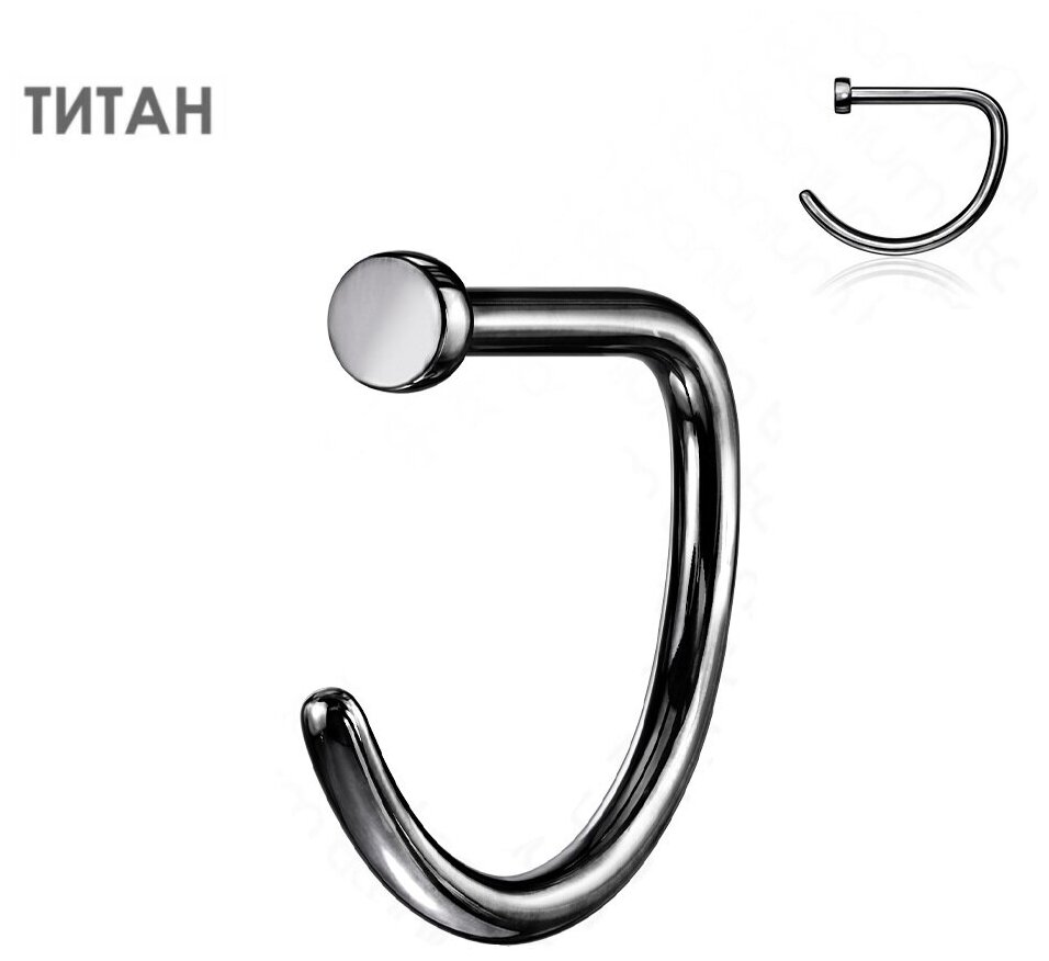 Серьга циркуляр D-образная для пирсинга носа из титана 