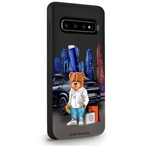 Черный силиконовый чехол MustHaveCase для Samsung Galaxy S10 Tony Moscow city/ Тони Москва Сити для Самсунг Галакси С10