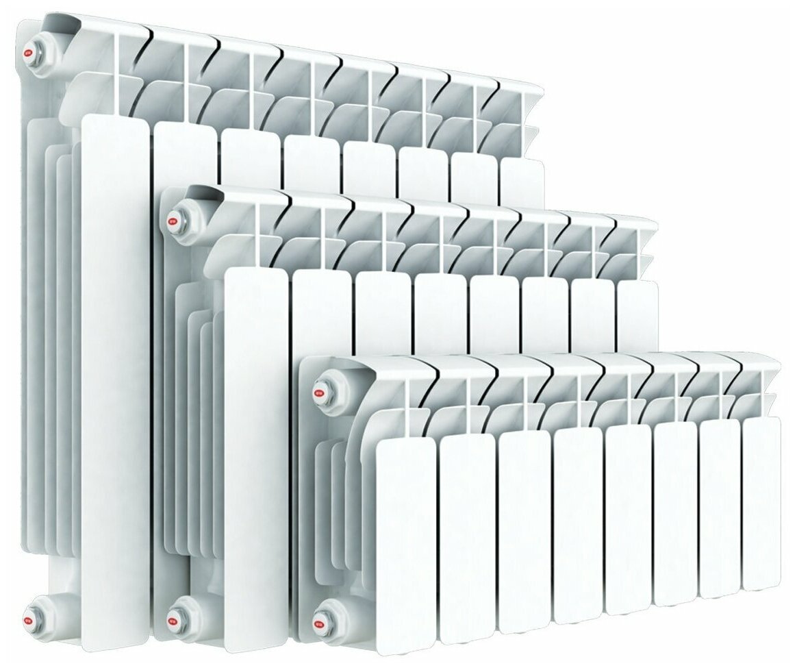 Радиатор биметаллический RIFAR BASE Ventil 200 8 секции нижнее левое подключение RAL 9016 (Кол-во секций: 8; Мощность, Вт: 800)