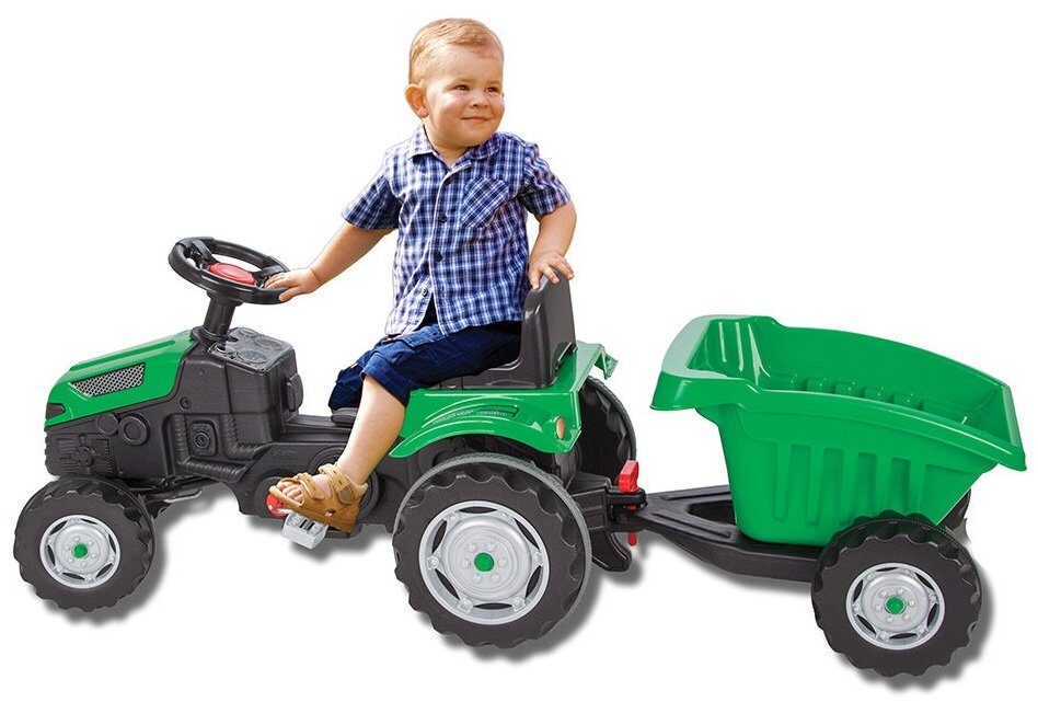 Педальная машина Tractor с прицепом Pilsan Green/Зеленый (3-8лет)