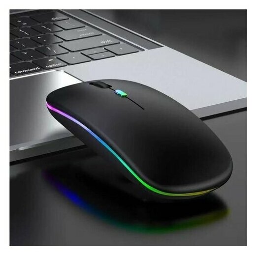 Мышь беспроводная с RGB подсветкой для компьютера и ноутбука пк  макбука / Bluetooth Wireless / черная