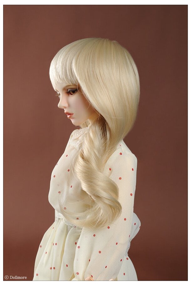 Dollmore 8-9 Suares nares Wig Blond (Парик блонд длинный с крупными локонами и челкой размер 20-23 см для кукол Доллмор / Пуллип)