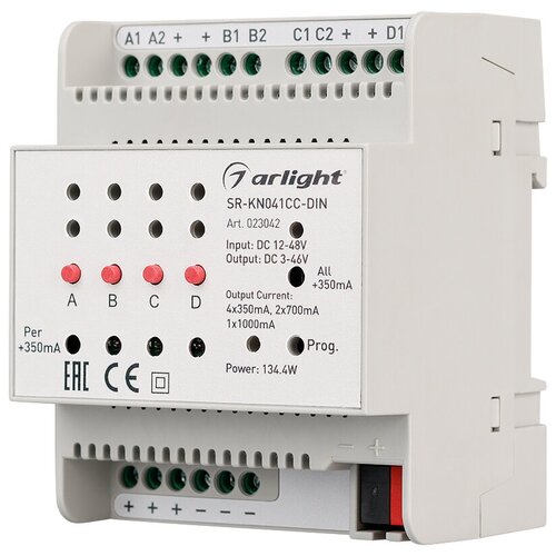 Arlight Контроллер тока SR-KN041CC-DIN (12-48V, 4x350/700mA) контроллер тока sr kn041cc din 12 48v 4x350 700ma arlight