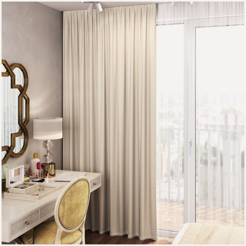 Изображение товара Штора жаккард "Зигзаг" высота 270, ширина 170, цвет экрю на шторной ленте