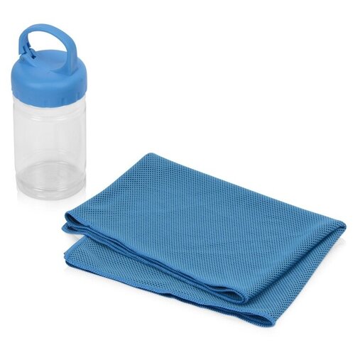 фото Набор для фитнеса "cross": охлаждающее полотенце и бутылка, цвет голубой oasis