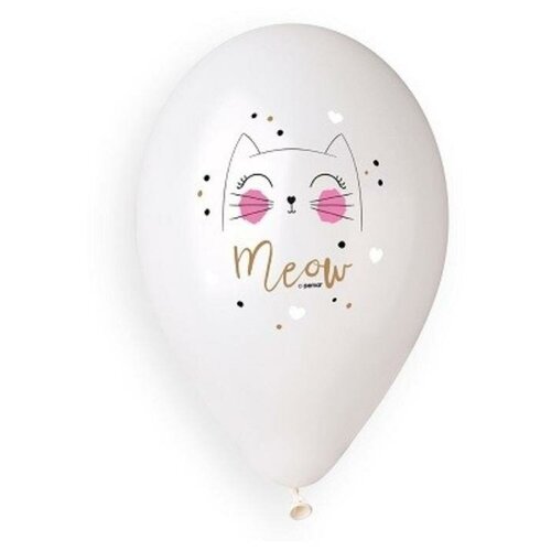 фото Шар латексный 14" «мяу», металл, набор 25 шт., цвет белый gemar