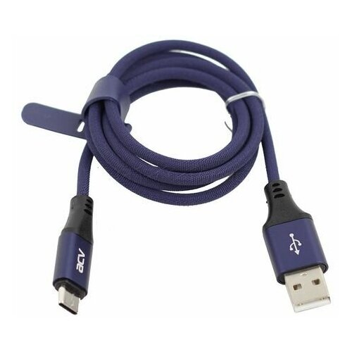 Кабель USB для USB type-C 1м 2,4A дакроновая оплетка, синий