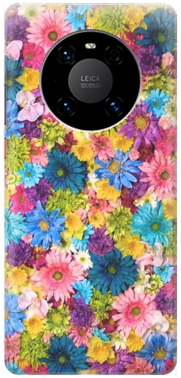 Силиконовый чехол на Huawei Mate 40 Pro, Хуавей Мейт 40 Про с принтом "Поле разноцветных цветов"