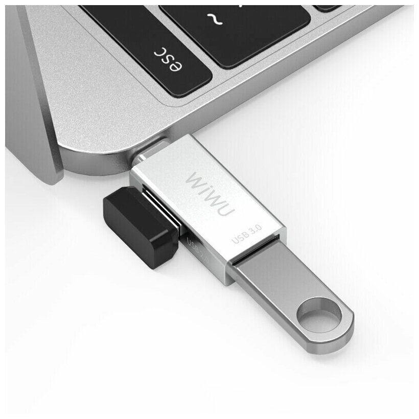 OTG переходник WIWU T02 2xUSB to Type-C HUB - Silver