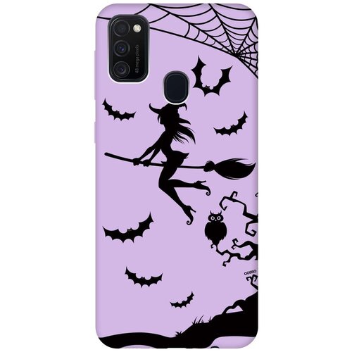 фото Силиконовая чехол-накладка silky touch для samsung galaxy m21 / m30s с принтом "witch on a broomstick" сиреневая gosso