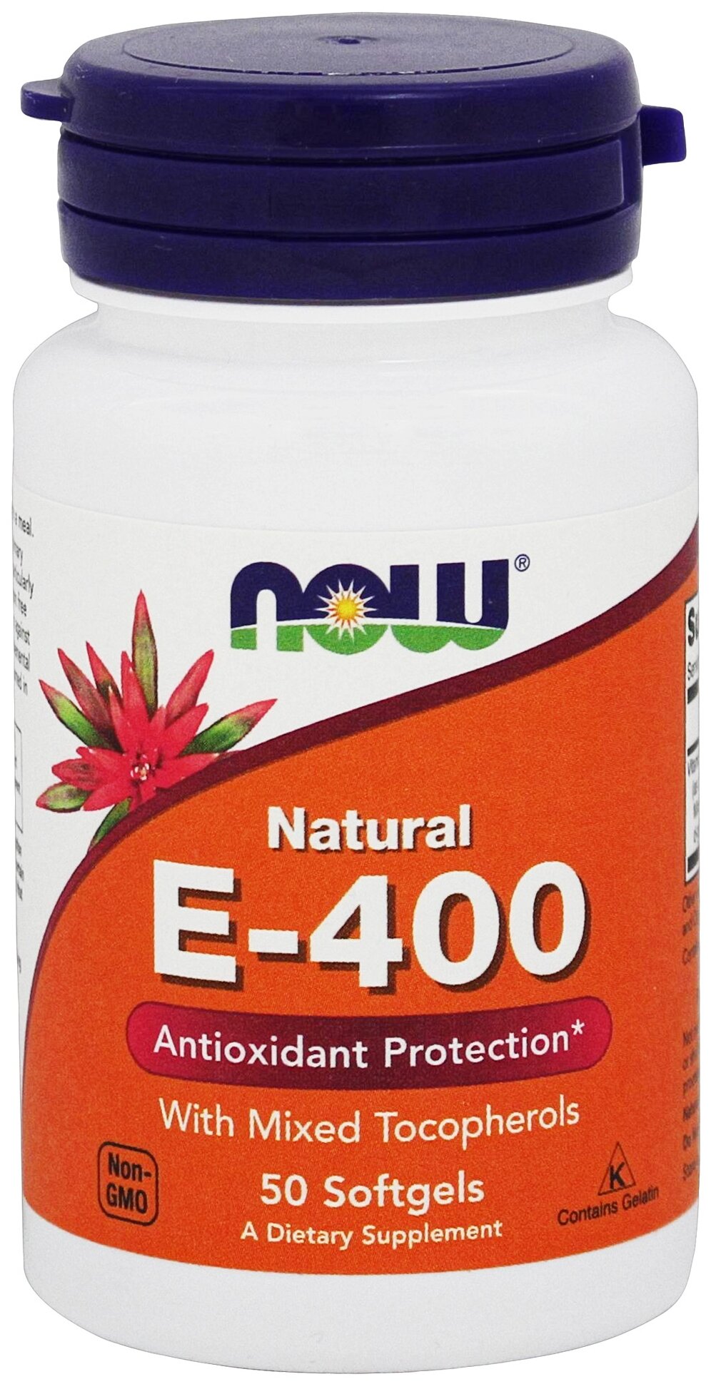 Капсулы NOW Natural E-400 with Mixed Tocopherols, 70 г, 400 МЕ, 50 шт.