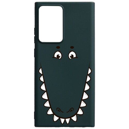 фото Силиконовый чехол-накладка silky touch 3d для samsung galaxy note 20 ultra с принтом "minimalistic croco" темно-зеленый gosso