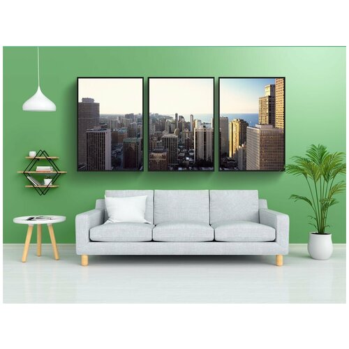 фото Набор модулных постеров для интерьера "чикаго, иллинойс, город" 60x90 см. в тубусе, без рамки lotsprints