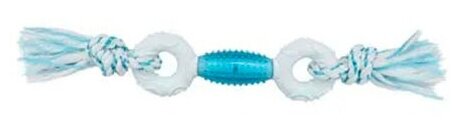 CanineClean игрушка для собак Регби и 2 кольца нейлон/синтетическая резина 39см с ароматом мяты - фотография № 4