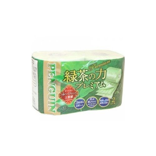 Туалетная бумага трехслойная Marutomi Penguin Premium с ароматом зеленого чая / упак. по 2 рул.