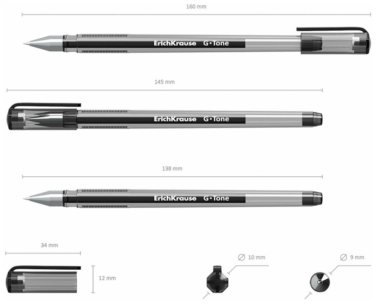 ручка гелевая Erich Krause G-Tone, 0,5 мм, черная (упаковка 12 шт) - фото №5