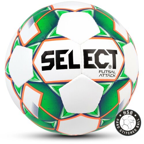 Мяч Select футзальный Select Futsal Attack, 4, белый, тренировочный, ручная сшивка мяч футзальный select futsal attack v22 grain р 4 арт 1073460009 бел зел фиол